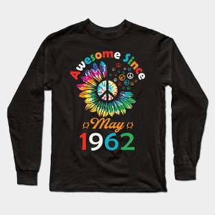 Funny Birthday Quote, Awesome Since May 1962, Retro Birthday Long Sleeve T-Shirt